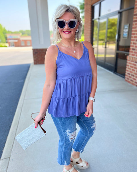 Nora Tiered Tank Blouse in Blue Violet FINAL SALE