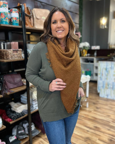 Square Blanket Scarf in Coffee FINAL SALE