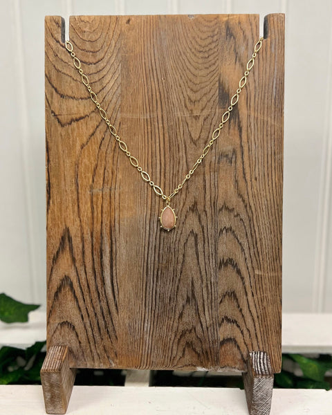 Link Chain Necklace with Sunstone Pendant
