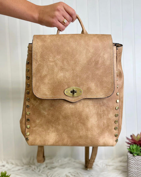 Bex Distressed Backpack in Tan
