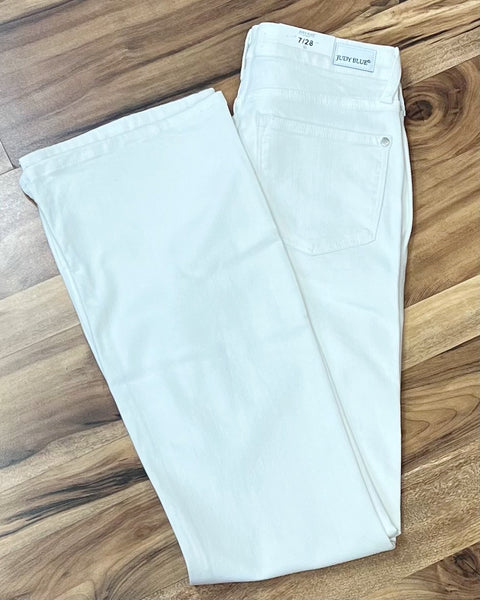 Judy Blue Mid Rise Bootcut Jeans in Off White FINAL SALE