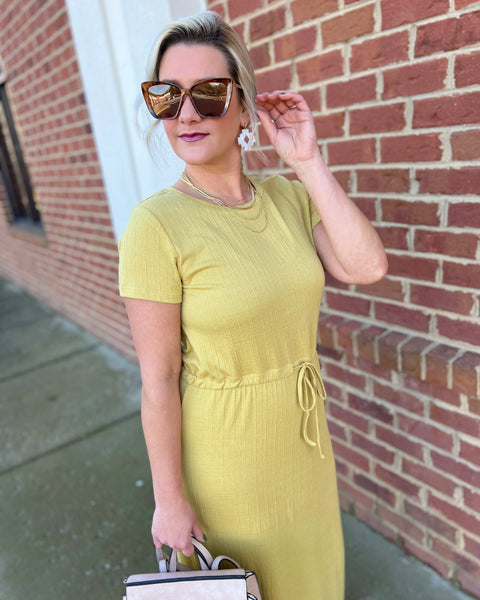 Kara Jersey Midi Dress in Mustard FINAL SALE