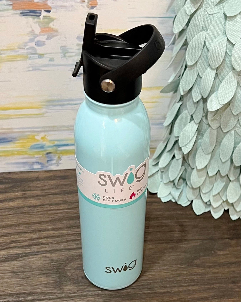 Swig Life 20oz Flip + Sip Bottle | Insulated Stainless Steel Water Bottle  with Straw | Black