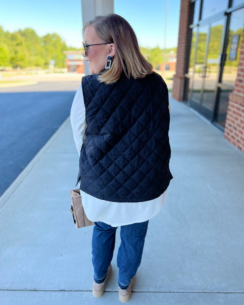 Peyton Curvy Quilted Vest in Black FINAL SALE