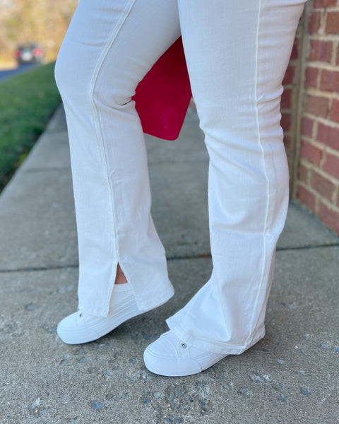 Judy Blue Mid Rise Bootcut Jeans in Off White FINAL SALE