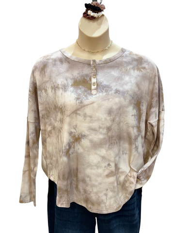 Mary Curvy Ribbed Blouse in Mocha Mix FINAL SALE