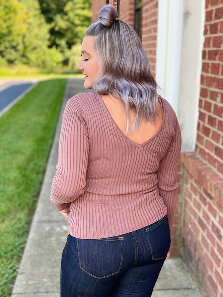 Thea Ribbed Top in Mauve FINAL SALE