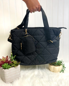 Scout Quilted Satchel Bag in Black