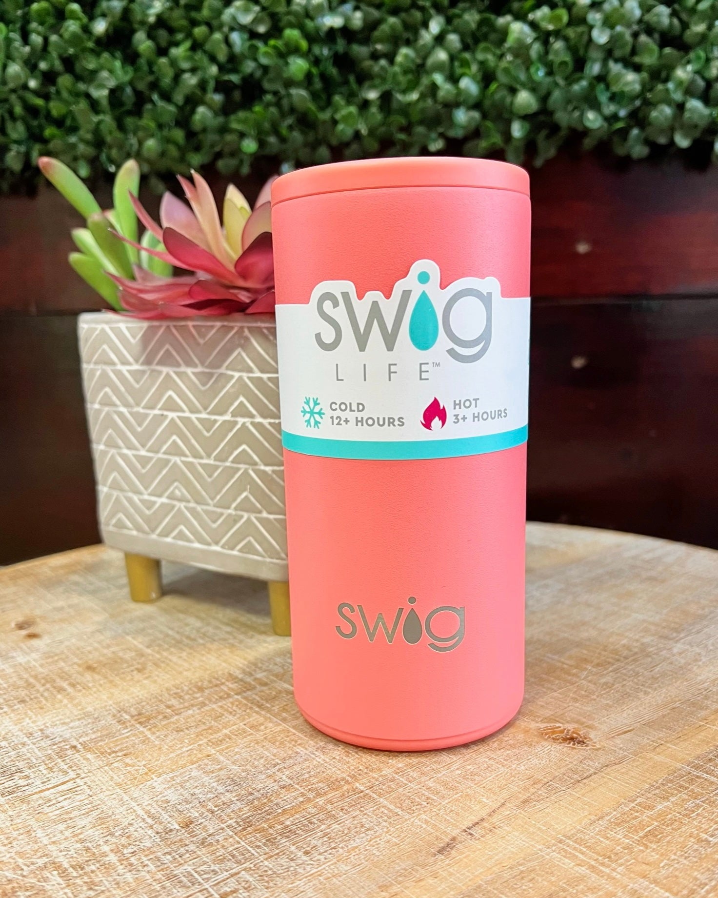 Swig Skinny Can Cooler in Coral