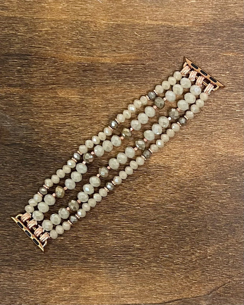 Glass Beaded Apple Watch Band in Cream