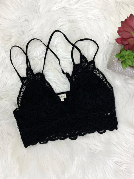 Crochet Lace Bralette in Black FINAL SALE