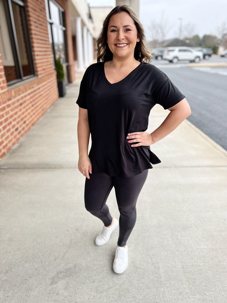 L&M Coated Leggings in Black FINAL SALE - Madi Savvy Boutique