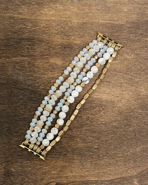 Beaded Apple Watch Band in White
