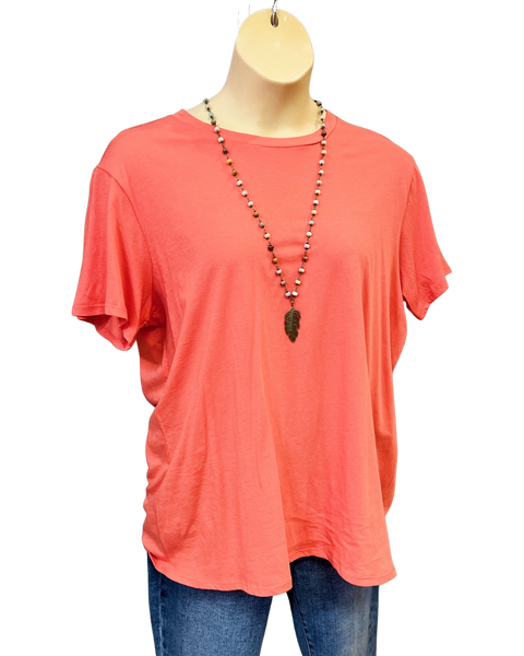 Delia Curvy Relaxed Fit Blouse in Deep Coral FINAL SALE