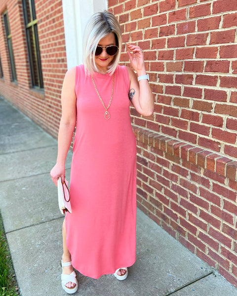 Darcy Maxi Dress in Deep Coral FINAL SALE