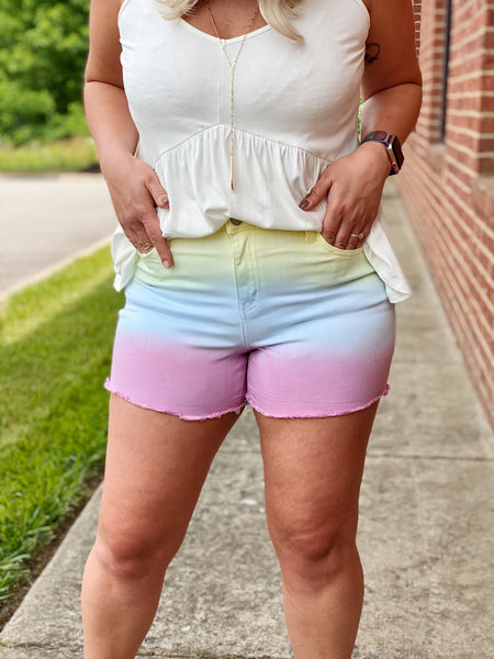 Judy Blue Reg/Curvy High Rise Dip Dye Shorts FINAL SALE