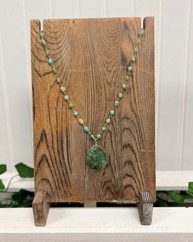 Amazonite Beaded Pendant Necklace