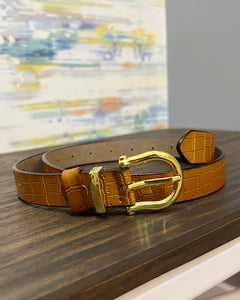 Leather Skinny Belt in Camel FINAL SALE