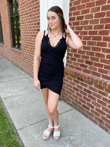 Andrea Tulip Hem Mini Dress in Black FINAL SALE
