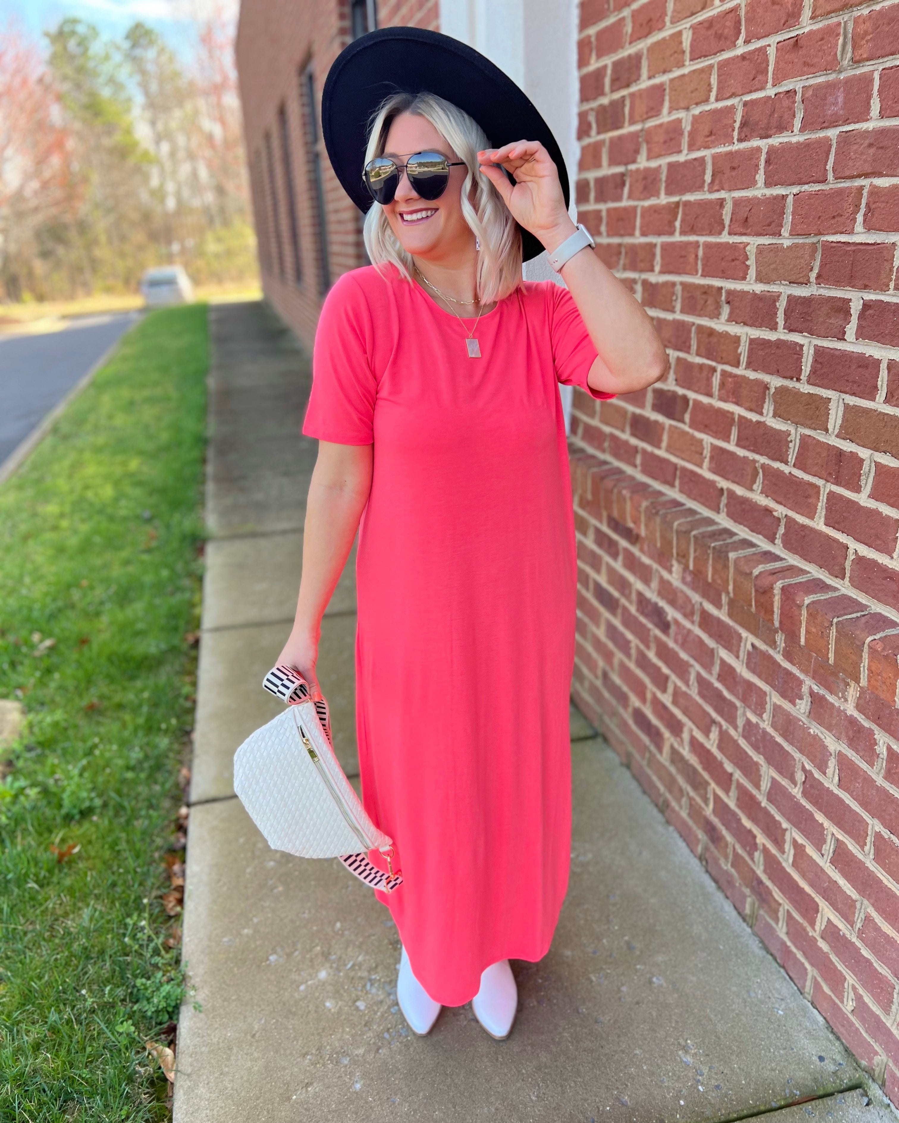 Skylar Maxi Dress in Neon Coral Pink FINAL SALE – Madi Savvy Boutique Skylar Maxi Dress in Neon Coral Pink FINAL SALE – Madi Savvy Boutique