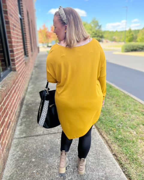 Phoebe Curvy Asymmetrical Blouse in Mustard FINAL SALE