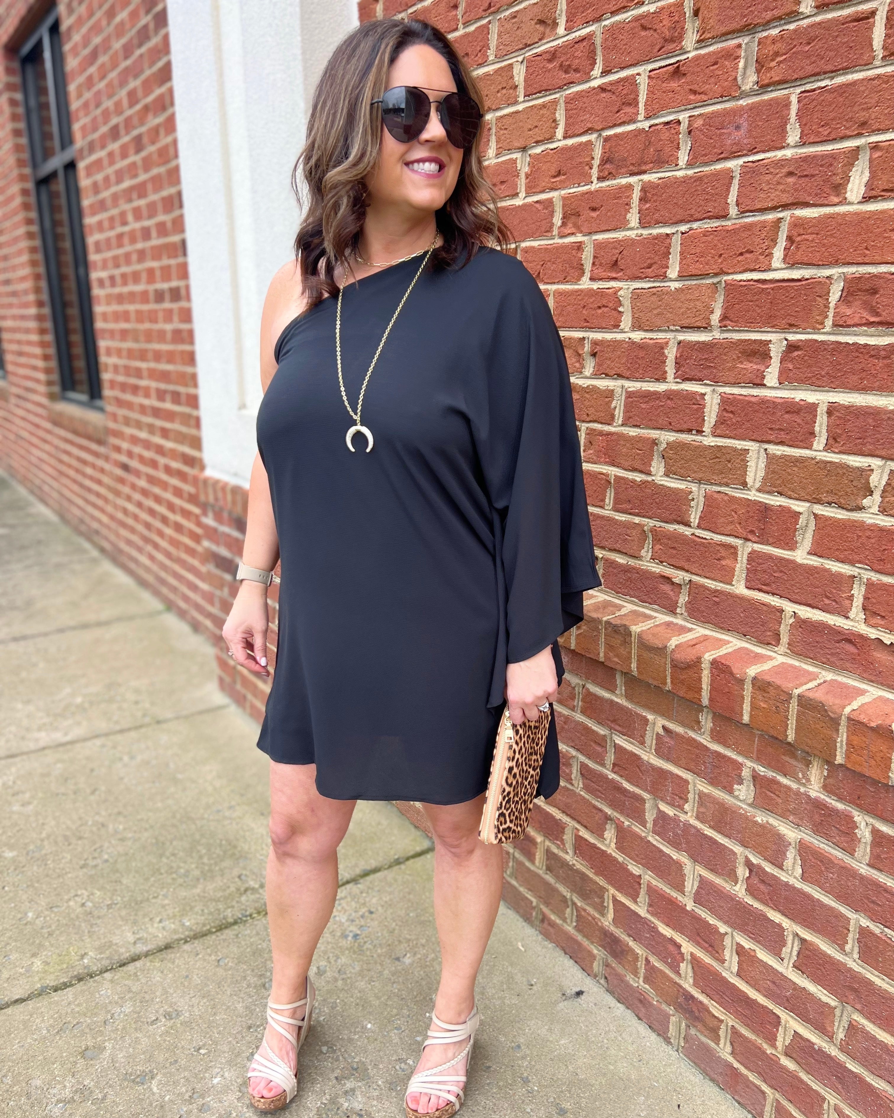 Vicki One Shoulder Dress in Black Final Sale S