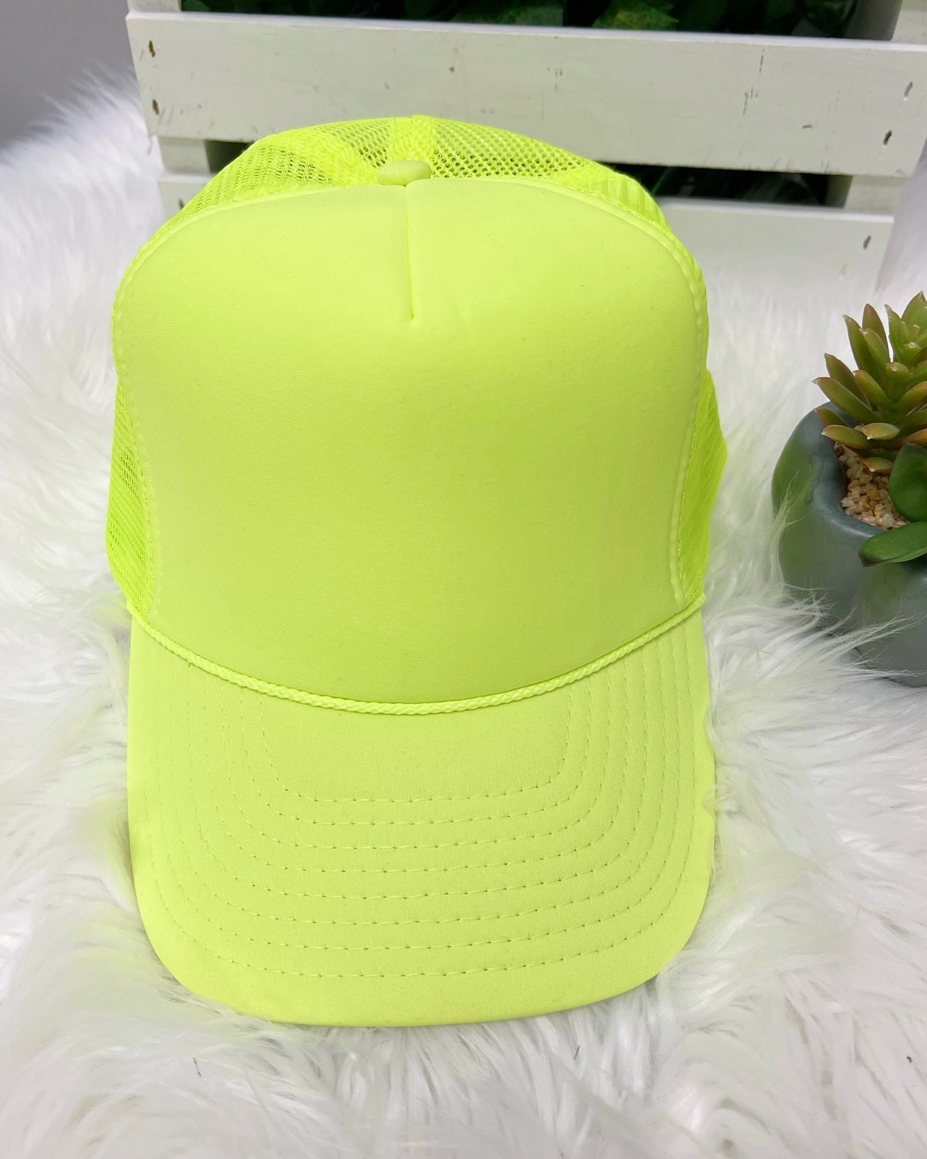 Classic Foam Trucker Hat in Neon Yellow FINAL SALE