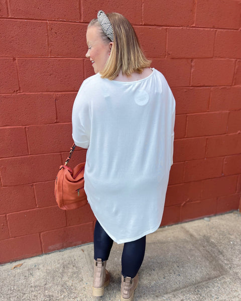 Phoebe Curvy Asymmetrical Blouse in White
