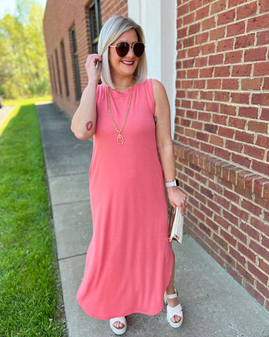 Darcy Maxi Dress in Deep Coral FINAL SALE
